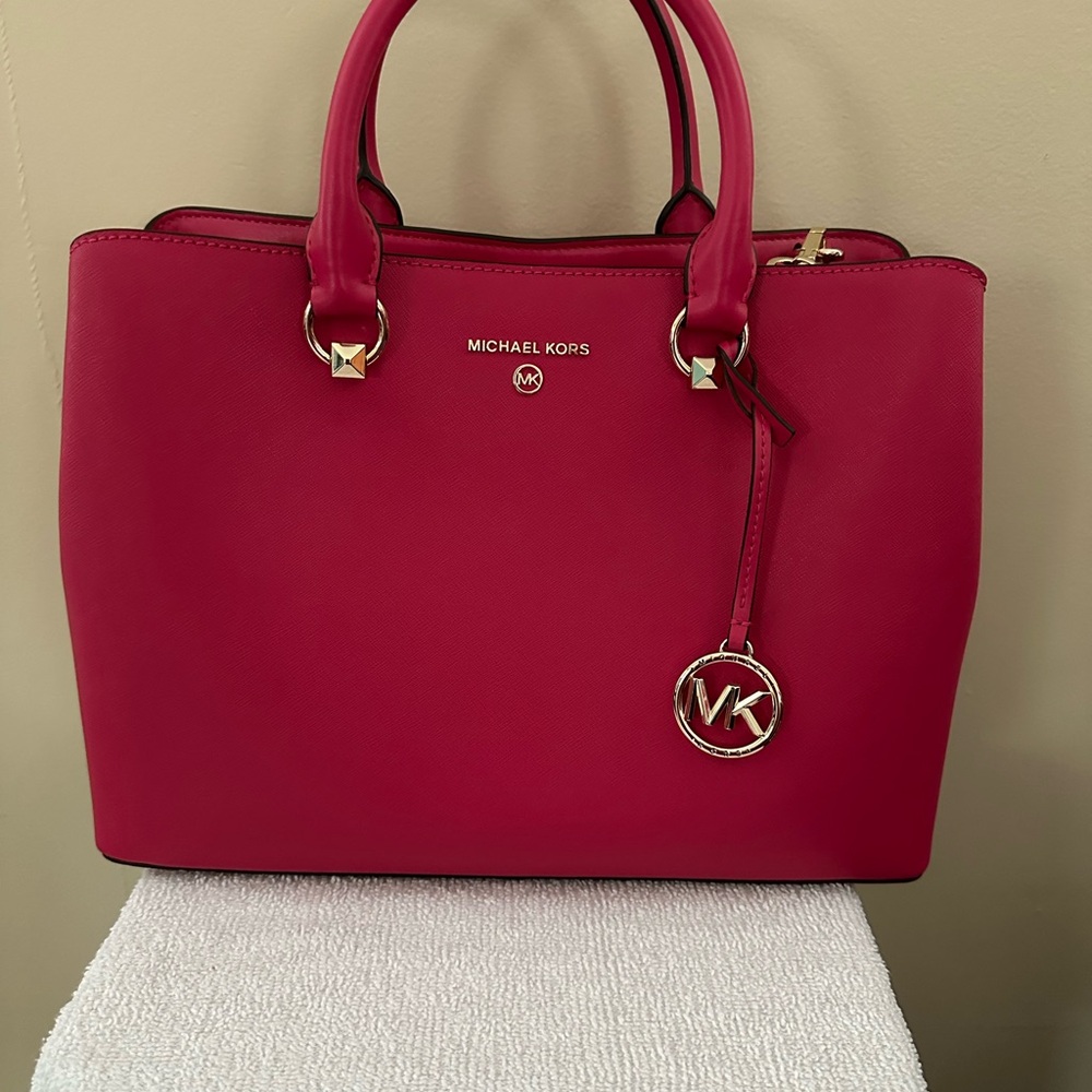 Michael Kors Hot Pink Satchel with Signature Charm